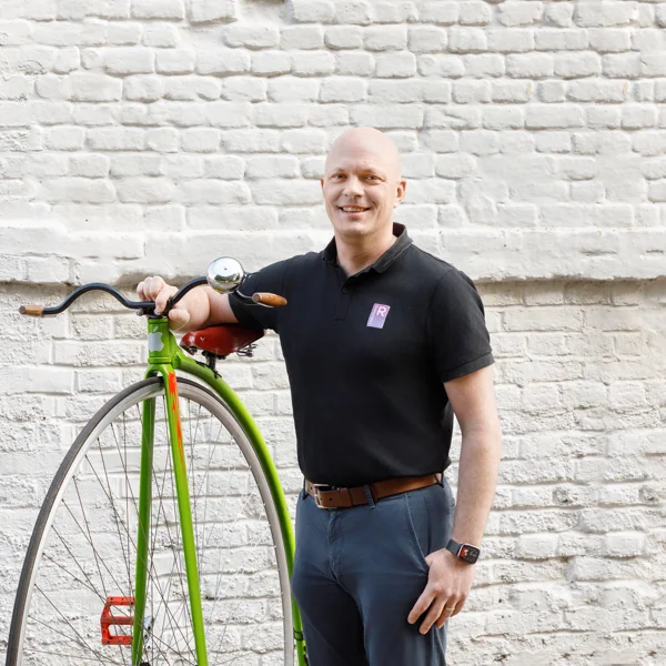 Rold Woodward with Penny Farthing bicycle